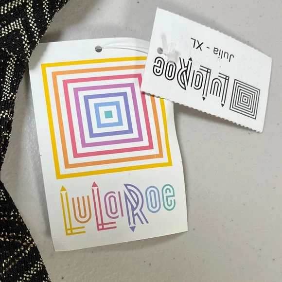 LuLaRoe Black and metallic gold Triangle Midi Dress - Picture 15 of 15